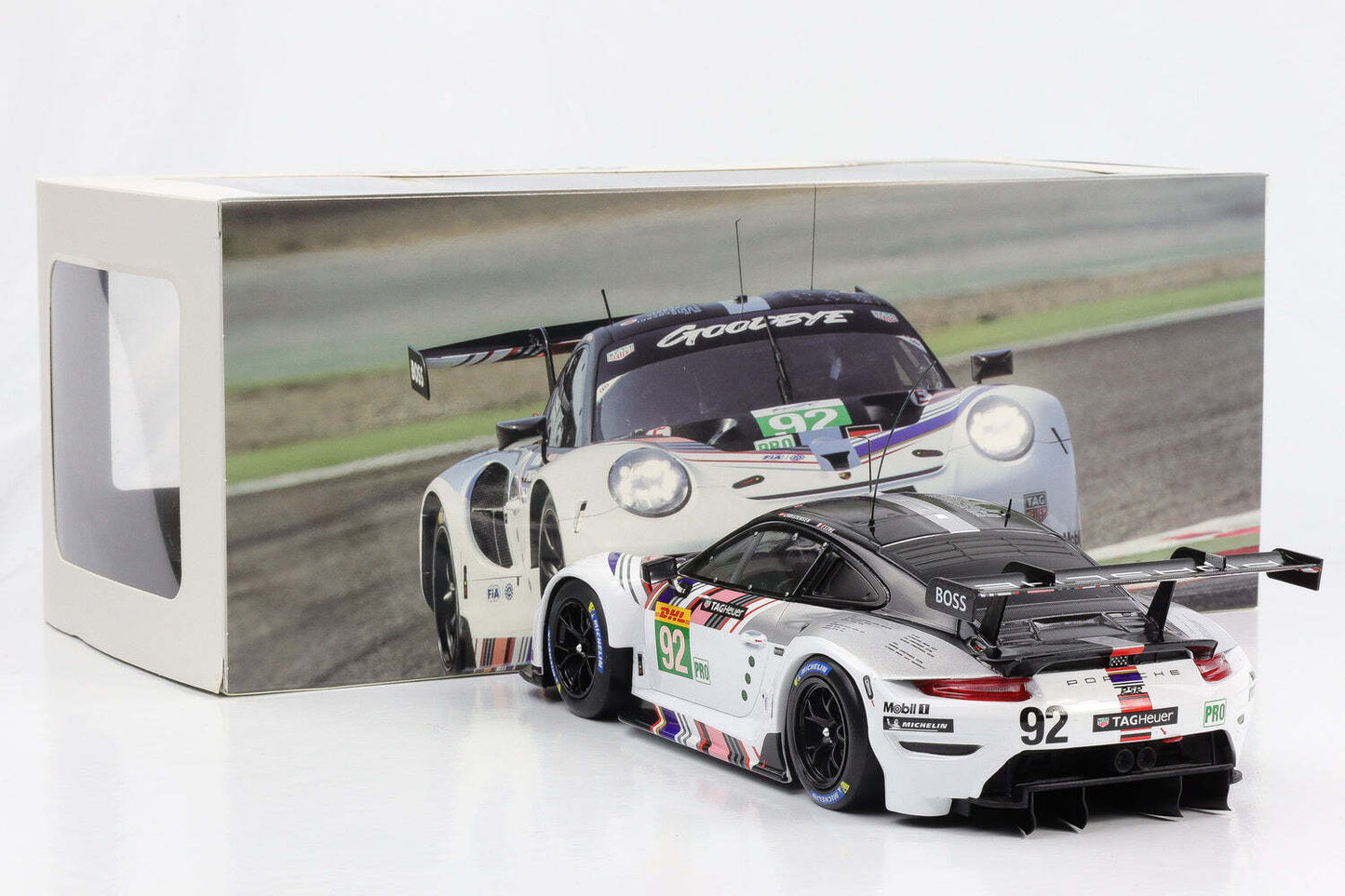 Ixo 2018 Porsche 911 991.2 GT3 RSR-19 No 92 Goodbye Team Porsche GT WEC 8hr 2022 1:18