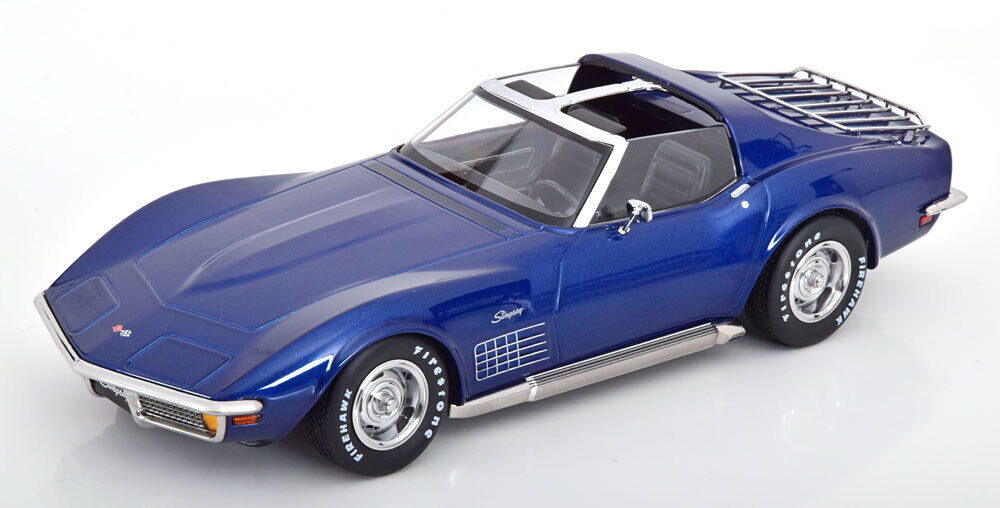 KK Scale 1972 Chevy Corvette C3 Stingray Blue (w/ Removable T-Tops) 1:18