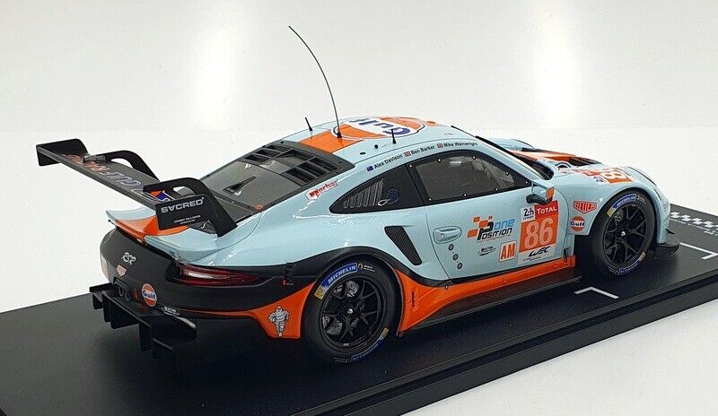 Ixo 2018 Porsche 911 991.2 GT3 RSR 4.0L Team Gulf Racing No 86 Le Mans 2018 Lt Blue/Orng/Black 1:18