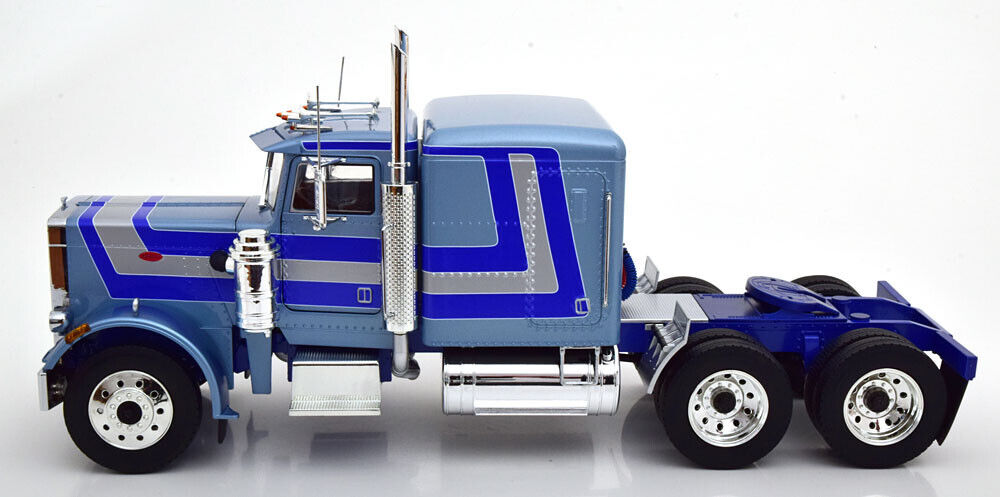 Road Kings 1967 Peterbilt 359 Bull Nose Prime Mover Truck Light Blue & Silver 1:18