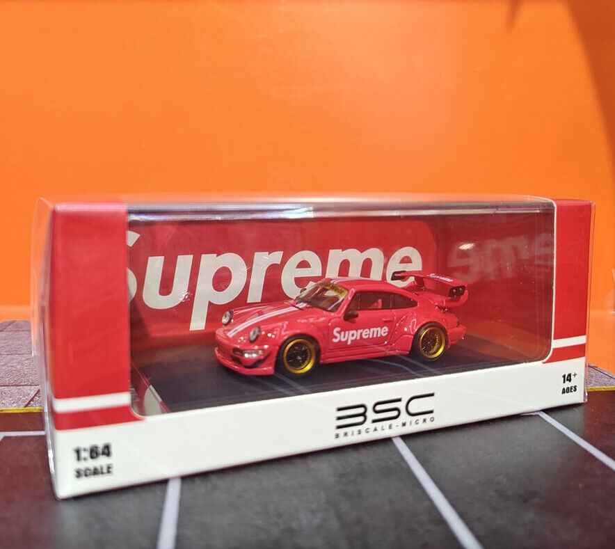 BSC (BriscaleMicro) T1 Van Camper, Trailer, & Porsche 911 964 RWB Set Supreme Livery Red 1:64