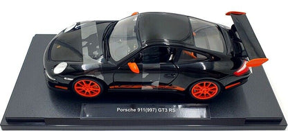 Welly 2010 Porsche 911 997 GT3 RS Black with Orange Wheels 1:18