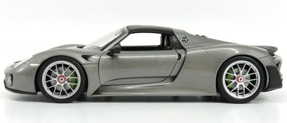 Welly 2015 Porsche 918 Spyder Hardtop (Closed) w/ Carbon Roof Grey Metallic 1:18