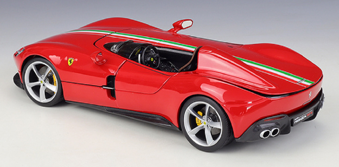 Bburago 2018 Ferrari Monza SP1 Rosso Corsa Red w/ Italian Flag Stripe 1:18