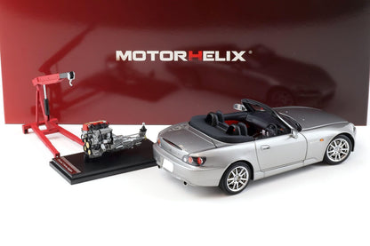 Motorhelix 2000 Honda S2000 (AP2) w/ Engine & Convertible Tops, Silver 1:18 LIMITED