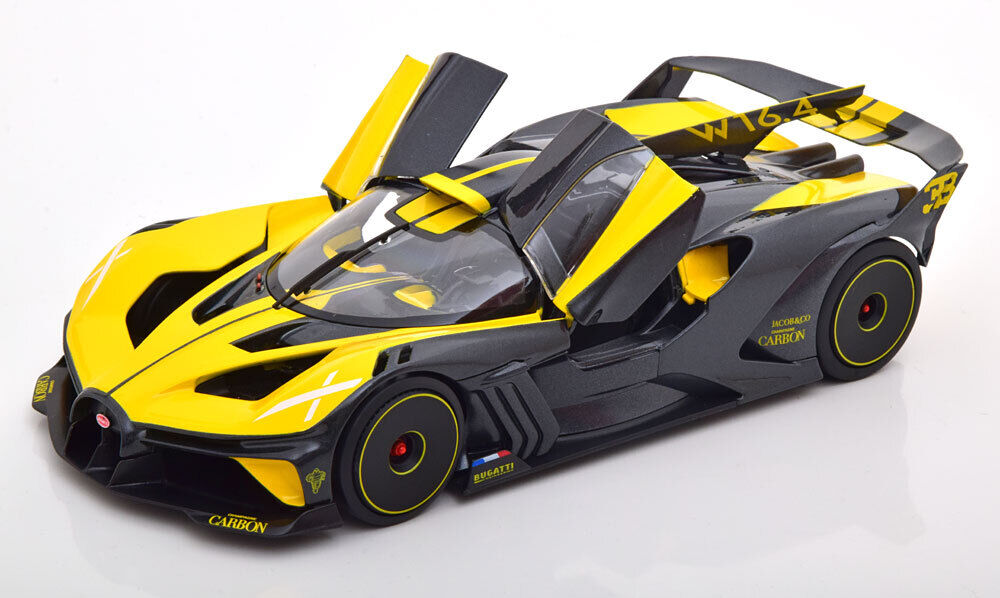 Bburago 2020 Bugatti Bolide Yellow w/ Grey Metallic 1:18