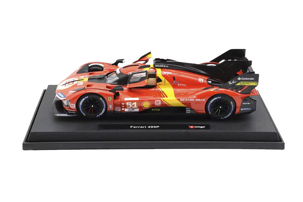 Bburago Ferrari 499P 3.0L Turbo V6 No 51 Team Ferrari AF Corse 2023 24hr Le Mans - Red 1:18