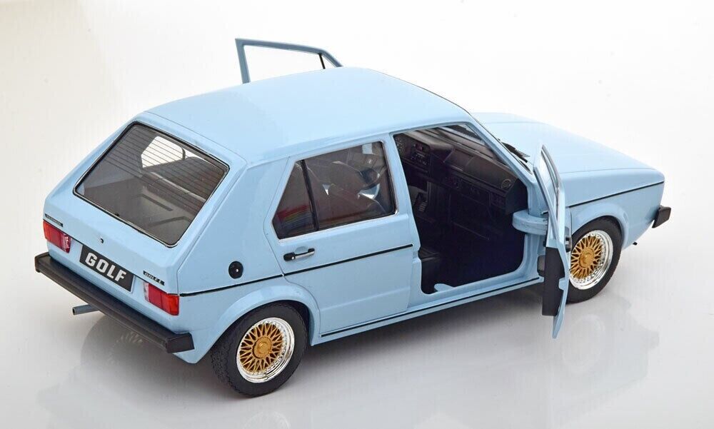 Solido 1983 Volkswagen Golf L MK1 Light Blue w/ Gold BBS Wheels 1:18