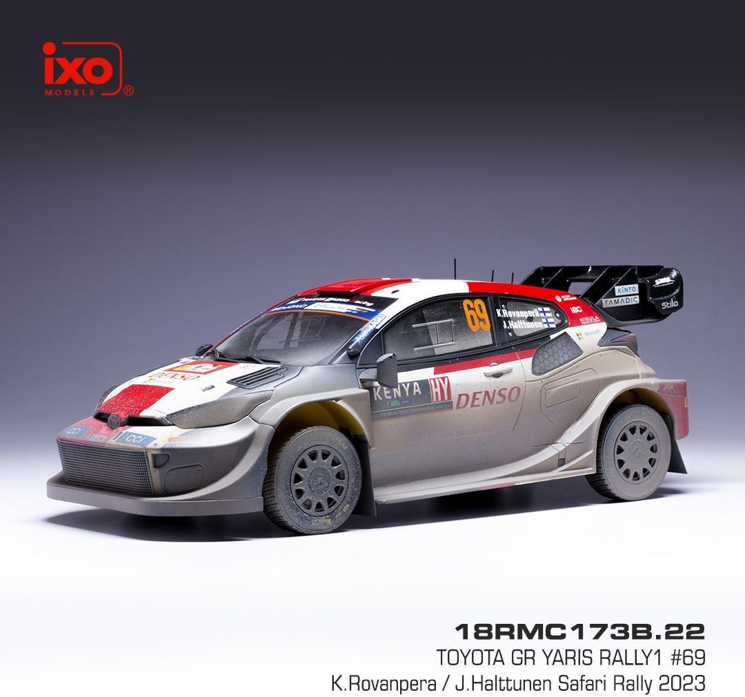 Ixo 2023 Toyota Yaris GR Hybrid Rally1 Team Toyota Gazoo Racing WRT (Dirty Version) No 69 White, Black, Red 1:18