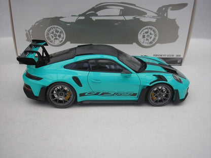 Minichamps 2023 Porsche 911 992 GT3 RS w/ Weissach Pkg Mint Green w/ Dark Silver Wheels 1:18