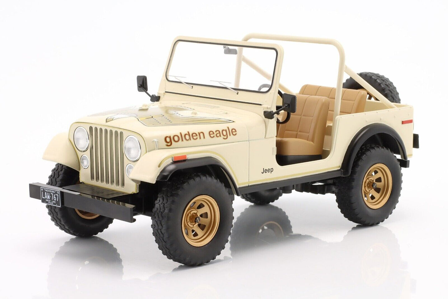 MCG 1980 Jeep Wrangler CJ-7 Golden Eagle Desert Sand Beige w/ Gold Decor 1:18