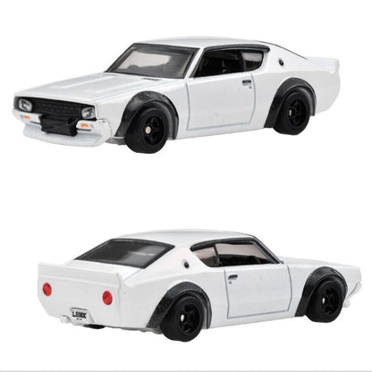 Hot Wheels Premium Collector Set #14 White Nissan Skylines with Nissan Flatbed Truck in Diorama Box 1:64