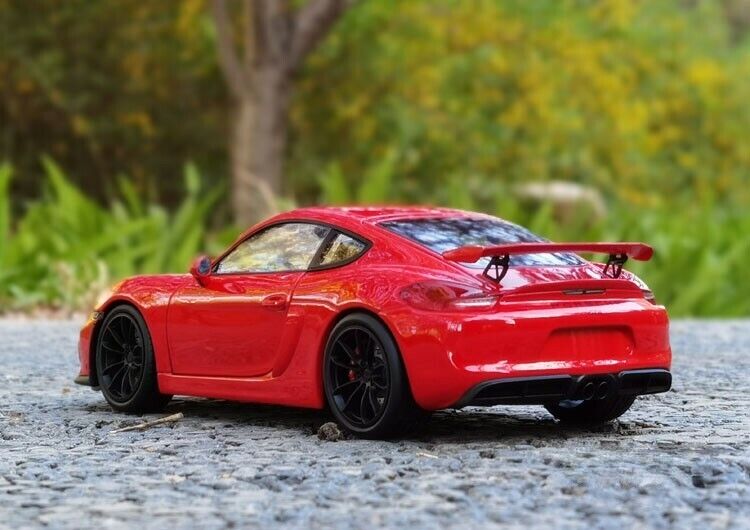 Schuco Porsche 981 Cayman GT4 Guards Red w/ Black Wheels 1:18 Resin