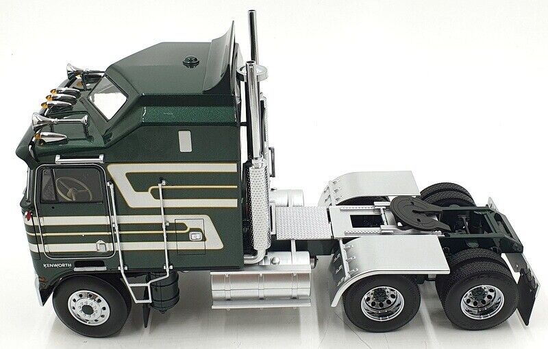 Road Kings 1976 Kenworth K100 Aerodyne Tractor Truck 3 Dark Green w/ Silver Stripes 1:18