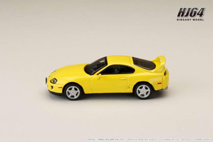 Hobby Japan 1993 Toyota Supra Mk4 (JZA80) w/ Switchable Front Spoiler Yellow 1:64