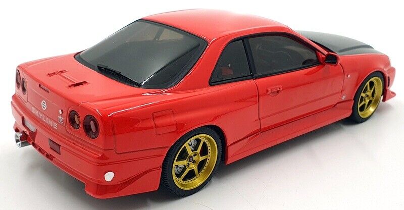 Greenlight 1999 Nissan Skyline GT-R (R34) Red w/ Black Hood & LED Ground Effects 1:18