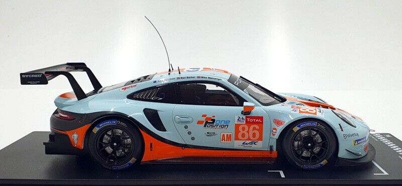 Ixo 2018 Porsche 911 991.2 GT3 RSR 4.0L Team Gulf Racing No 86 Le Mans 2018 Lt Blue/Orng/Black 1:18