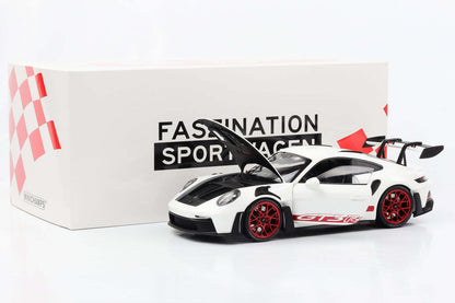 Minichamps 2023 Porsche 911 992 GT3 RS White w/ Pyro Red Wheels 1:18