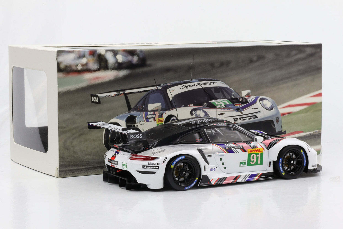 Ixo 2018 Porsche 911 991.2 GT3 RSR-19 No 91 Goodbye Team Porsche GT WEC 8hr 2022 1:18