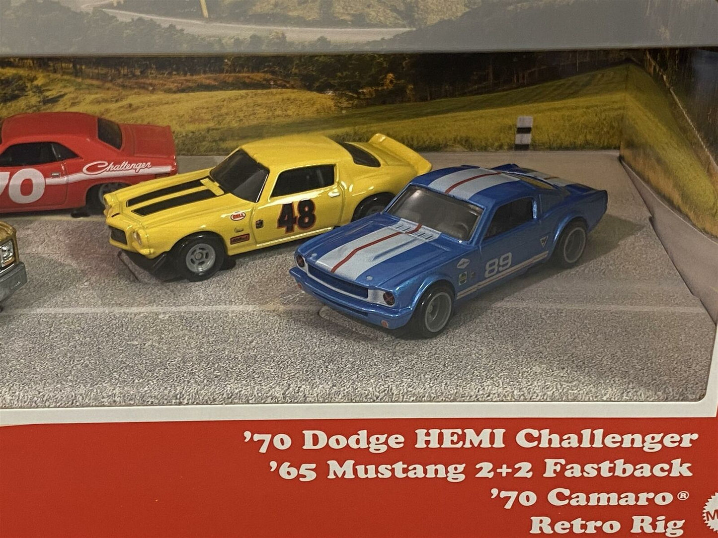 Hot Wheels Premium Collector Set #5 Going to the Races Dodge, Chevy, Ford, Hauler in Diorama Box 1:64