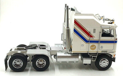 Road Kings 1976 Kenworth K100 Aerodyne Tractor Truck 3 White w/ Red & Blue Stripes 1:18