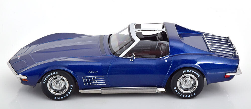 KK Scale 1972 Chevy Corvette C3 Stingray Blue (w/ Removable T-Tops) 1:18