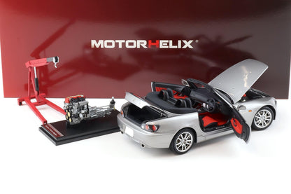 Motorhelix 2000 Honda S2000 (AP2) w/ Engine & Convertible Tops, Silver 1:18 LIMITED