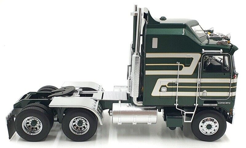 Road Kings 1976 Kenworth K100 Aerodyne Tractor Truck 3 Dark Green w/ Silver Stripes 1:18