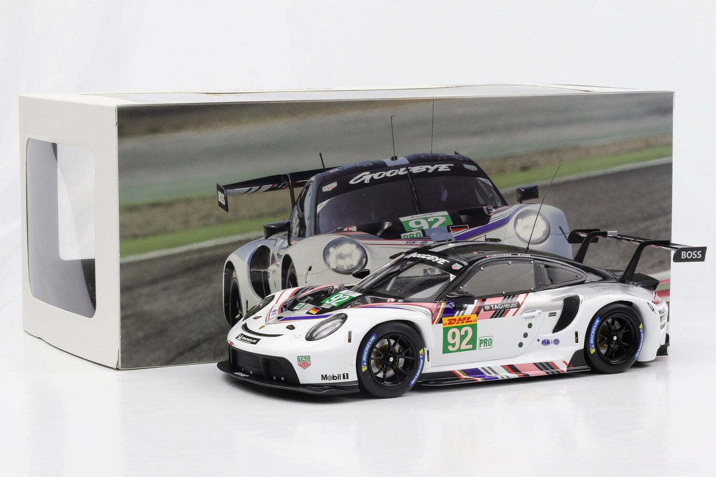 Ixo 2018 Porsche 911 991.2 GT3 RSR-19 No 92 Goodbye Team Porsche GT WEC 8hr 2022 1:18