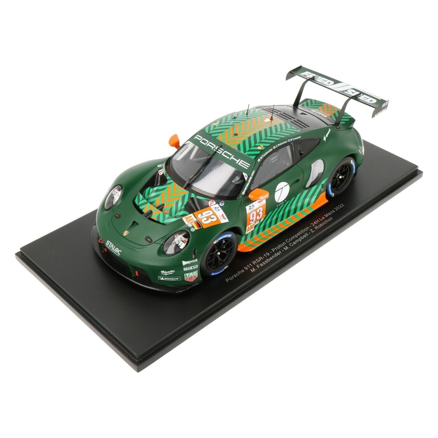 Spark-Model 2018 Porsche 911 991.2 GT3 RSR-19 No.93 Team Proton 24hr Le Mans Fassbender, Campbell, Robichon 2022 1:18