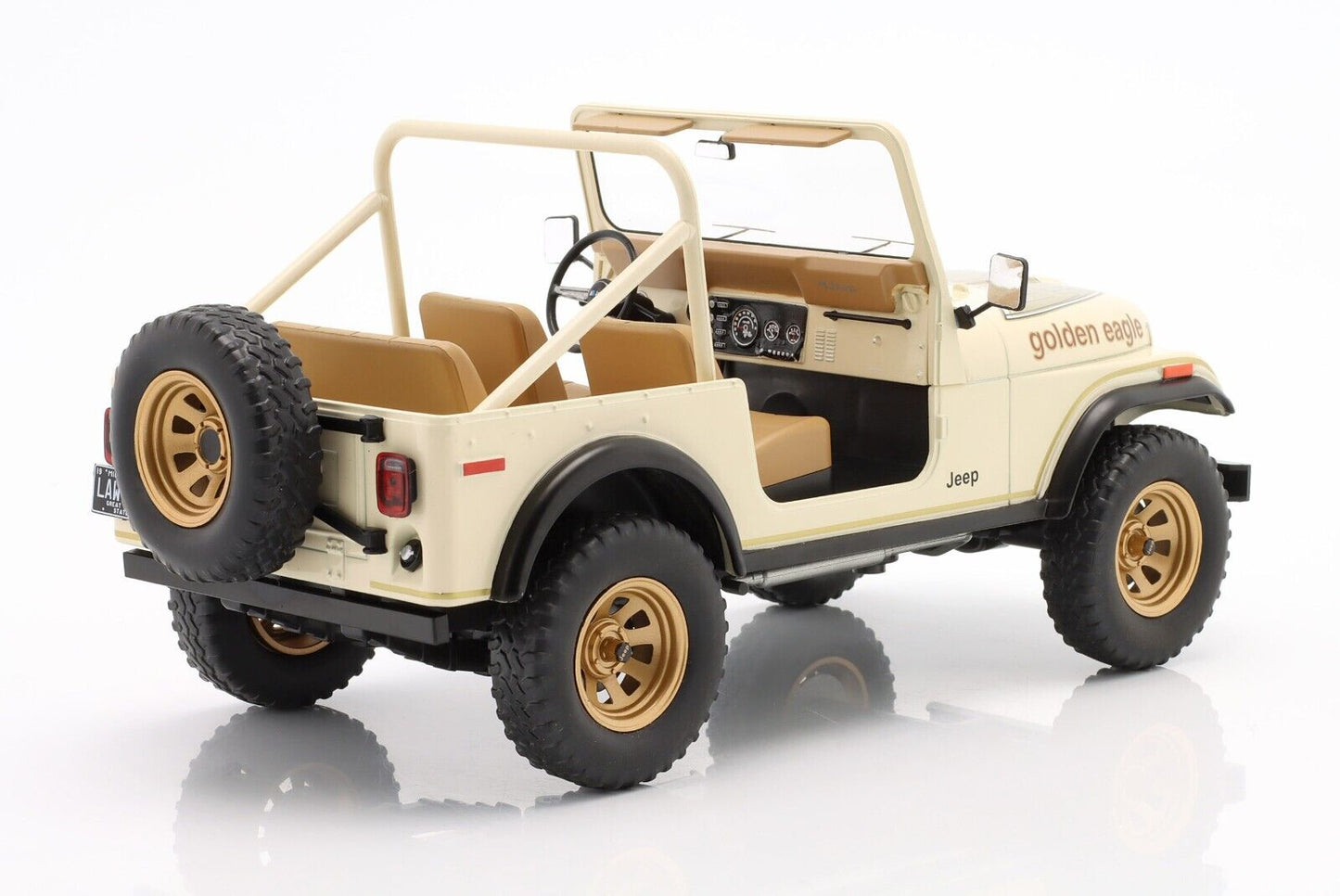 MCG 1980 Jeep Wrangler CJ-7 Golden Eagle Desert Sand Beige w/ Gold Decor 1:18