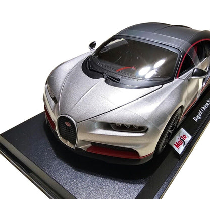 Maisto Bugatti Chiron Sport Matte Black and Silver w/ Red Accents 1:18