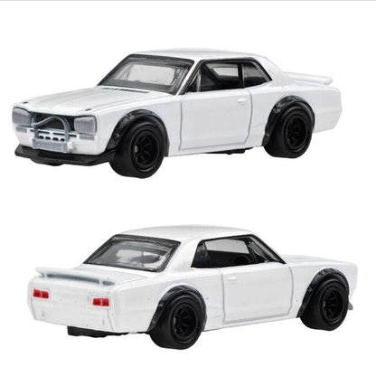 Hot Wheels Premium Collector Set #14 White Nissan Skylines with Nissan Flatbed Truck in Diorama Box 1:64