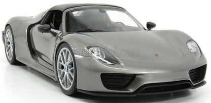 Welly 2015 Porsche 918 Spyder Hardtop (Closed) w/ Carbon Roof Grey Metallic 1:18