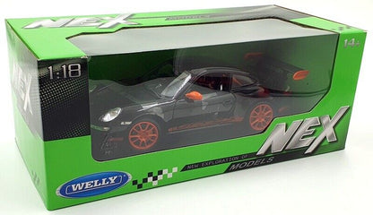 Welly 2010 Porsche 911 997 GT3 RS Black with Orange Wheels 1:18