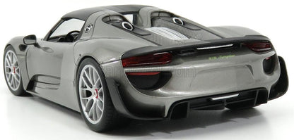 Welly 2015 Porsche 918 Spyder Hardtop (Closed) w/ Carbon Roof Grey Metallic 1:18