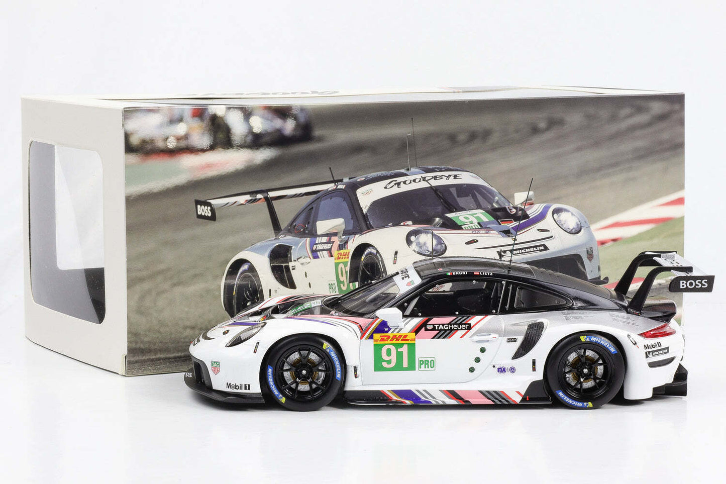 Ixo 2018 Porsche 911 991.2 GT3 RSR-19 No 91 Goodbye Team Porsche GT WEC 8hr 2022 1:18