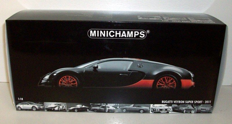 Minichamps 2011 Bugatti Veyron Super Sport World Record Edition Carbon Fiber w/ Orange 1:18