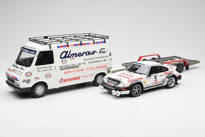 Otto 1981 Porsche Rally Set - 911 SC Gr.4 + Trailer + Citroen C35 Van Assistance Rallye de Portugal White 1:18