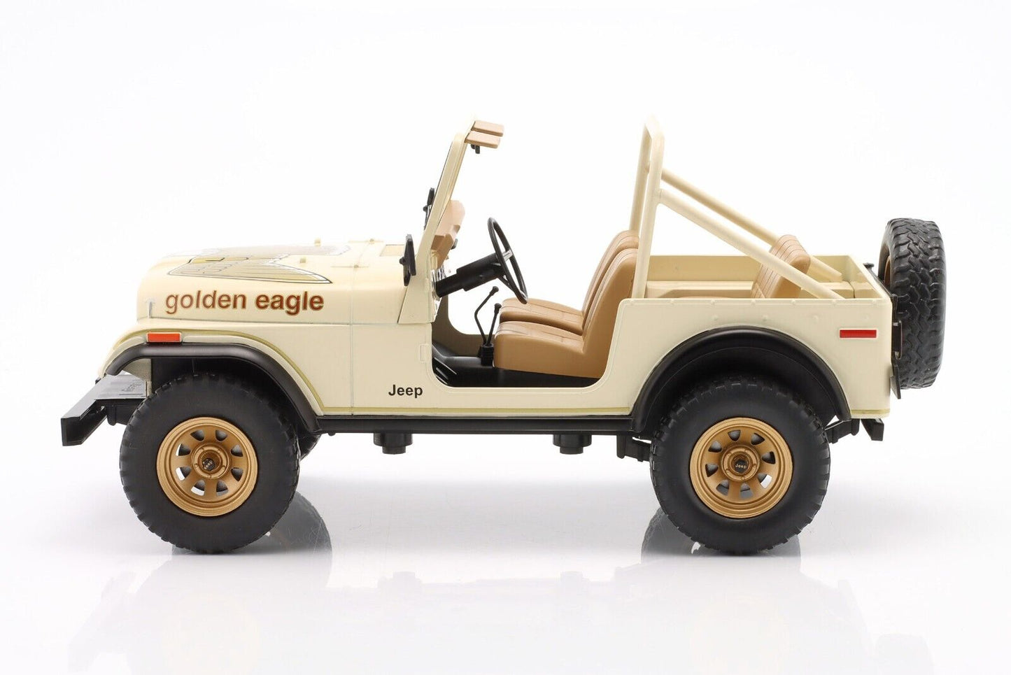 MCG 1980 Jeep Wrangler CJ-7 Golden Eagle Desert Sand Beige w/ Gold Decor 1:18