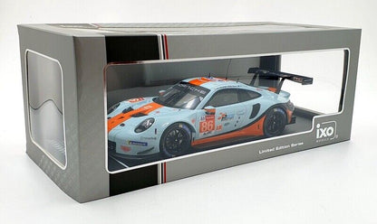 Ixo 2018 Porsche 911 991.2 GT3 RSR 4.0L Team Gulf Racing No 86 Le Mans 2018 Lt Blue/Orng/Black 1:18