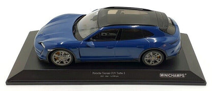 Minichamps 2021 Porsche Taycan Turbo S Cross Turismo Blue Metallic 1:18 SEALED