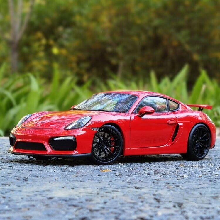 Schuco Porsche 981 Cayman GT4 Guards Red w/ Black Wheels 1:18 Resin