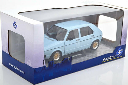 Solido 1983 Volkswagen Golf L MK1 Light Blue w/ Gold BBS Wheels 1:18