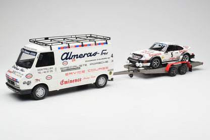 Otto 1981 Porsche Rally Set - 911 SC Gr.4 + Trailer + Citroen C35 Van Assistance Rallye de Portugal White 1:18