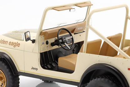 MCG 1980 Jeep Wrangler CJ-7 Golden Eagle Desert Sand Beige w/ Gold Decor 1:18