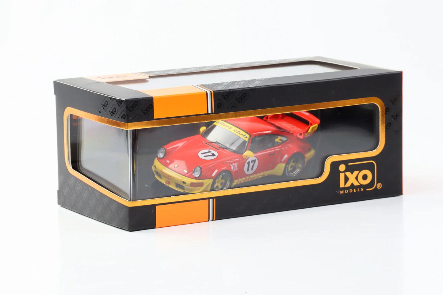 Ixo 2018 Porsche 911 964 RWB Idlers No 17 Red and Yellow 1:43