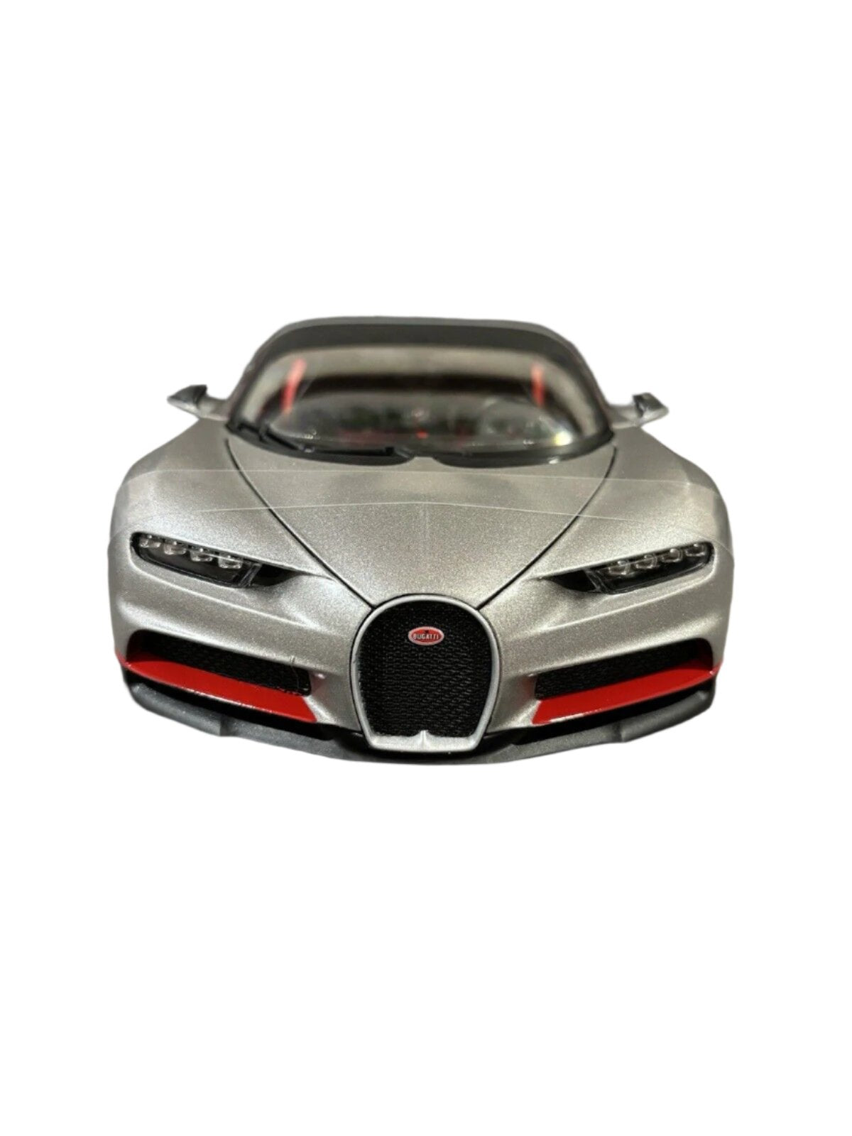 Maisto Bugatti Chiron Sport Matte Black and Silver w/ Red Accents 1:18