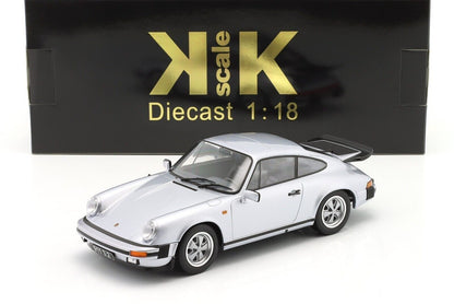 KK Scale Porsche 911 Carrera 3.2 Coupe 1988 G Series Silver - Birthday Pattern 1:18