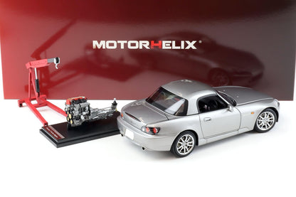 Motorhelix 2000 Honda S2000 (AP2) w/ Engine & Convertible Tops, Silver 1:18 LIMITED